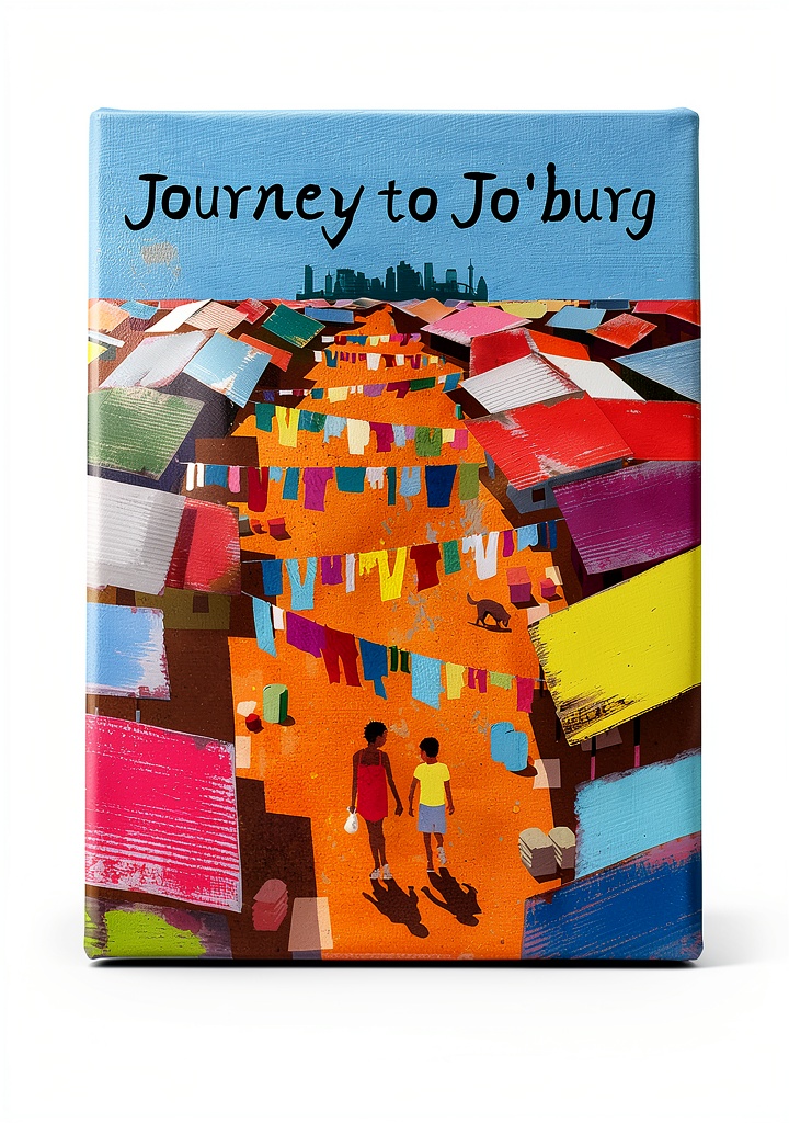 Journey to Jo'Burg children’s African historical fiction ebook displayed on a tablet beside a notebook and pencil