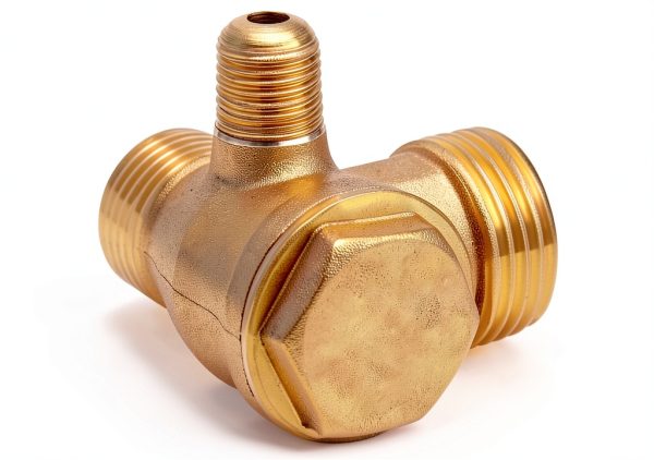 Solid Brass 3-Port Air Compressor Check Valve G1/8" x G3/8" x G1/2" Male Threaded Tube Connector Non-Return Valve-2