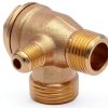 Solid Brass 3-Port Air Compressor Check Valve G1/8" x G3/8" x G1/2" Male Threaded Tube Connector Non-Return Valve-4