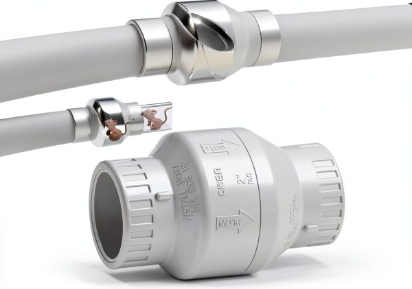 PVC Slip Swing Check Valve Geetery 2" White No Spring Backflow-0