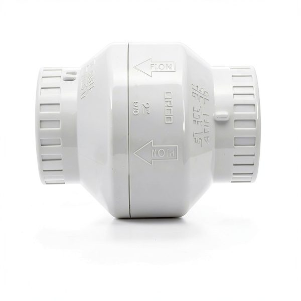 PVC Slip Swing Check Valve Geetery 2" White No Spring Backflow-2