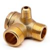 Solid Brass 3-Port Air Compressor Check Valve G1/8" x G3/8" x G1/2" Male Threaded Tube Connector Non-Return Valve-1