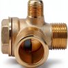 Solid Brass 3-Port Air Compressor Check Valve G1/8" x G3/8" x G1/2" Male Threaded Tube Connector Non-Return Valve-3