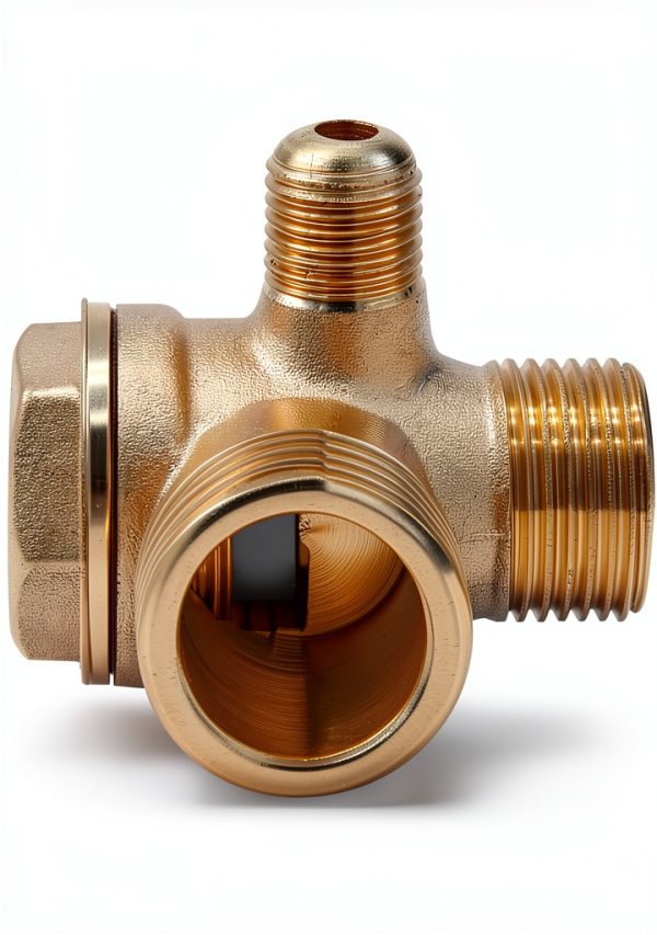 Solid Brass 3-Port Air Compressor Check Valve G1/8" x G3/8" x G1/2" Male Threaded Tube Connector Non-Return Valve-3
