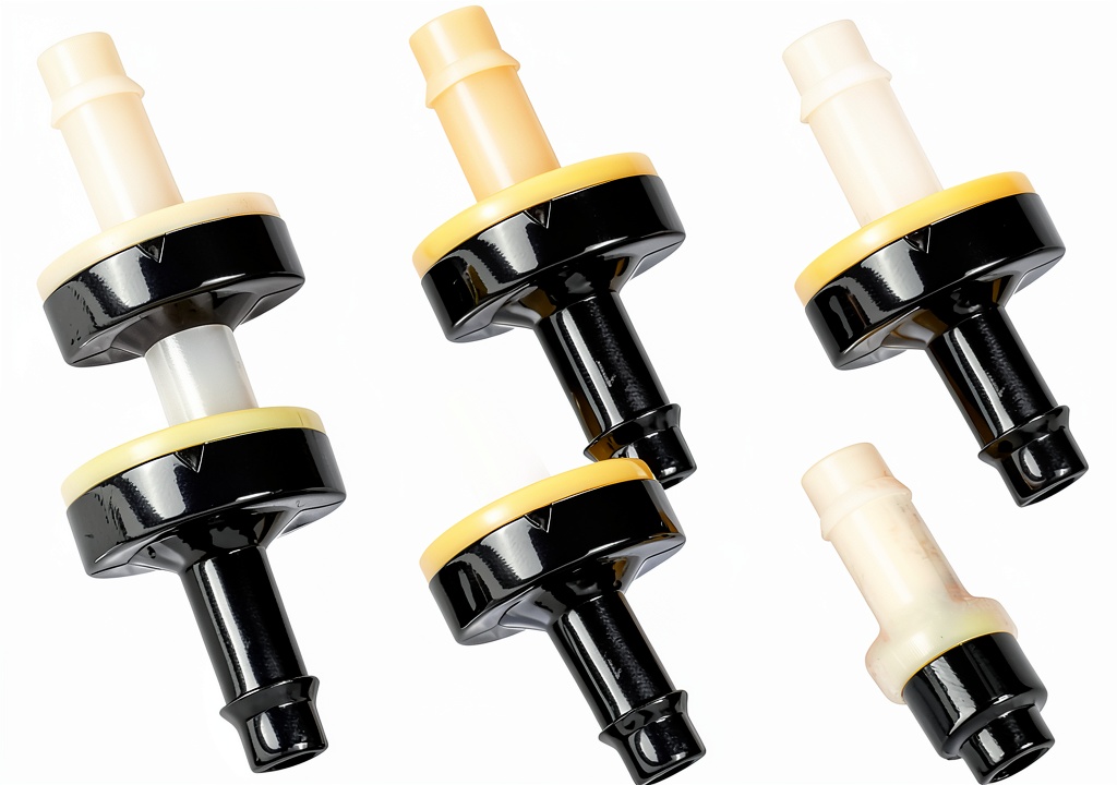Installing 1/4 inch (6mm) One Way Inline Check Valve Plug-in Barb Non Return Valve ABS Plastic Water Air Systems Stop Check Valve for Liquids 6PCS on a wooden workbench