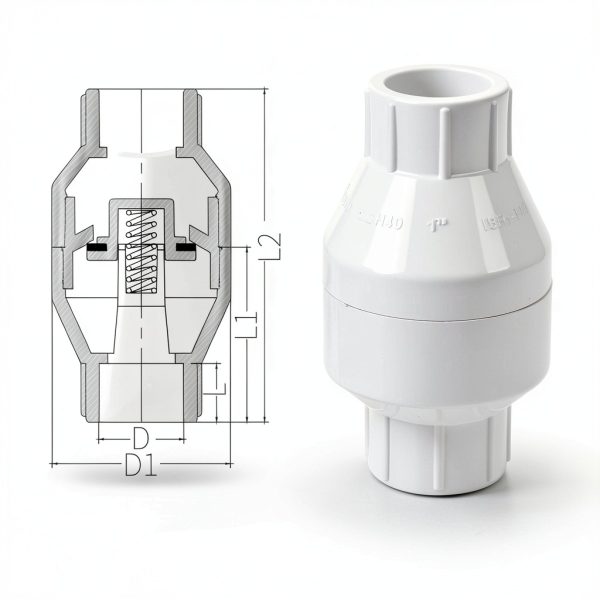 PVC Inline Check Valve 4 Pack Geetery White Backflow Preventer 1 Inch-1