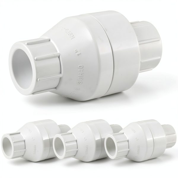 PVC Inline Check Valve 4 Pack Geetery White Backflow Preventer 1 Inch-0
