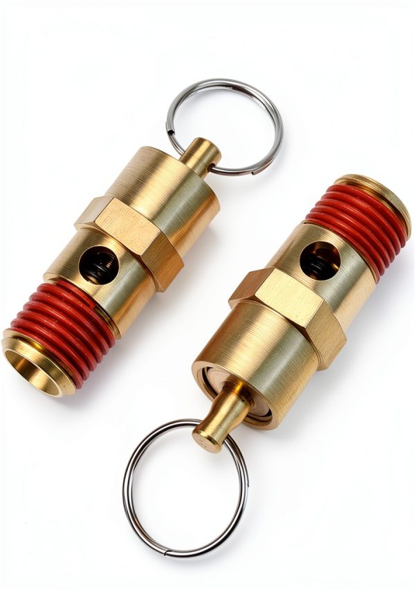 QWORK Brass Pressure Relief Valve (2 Pack) - 1/4 Inch NPT Threaded, 150 PSI Rating, Air Compressor Check Valve with Seal Thread Locks-1