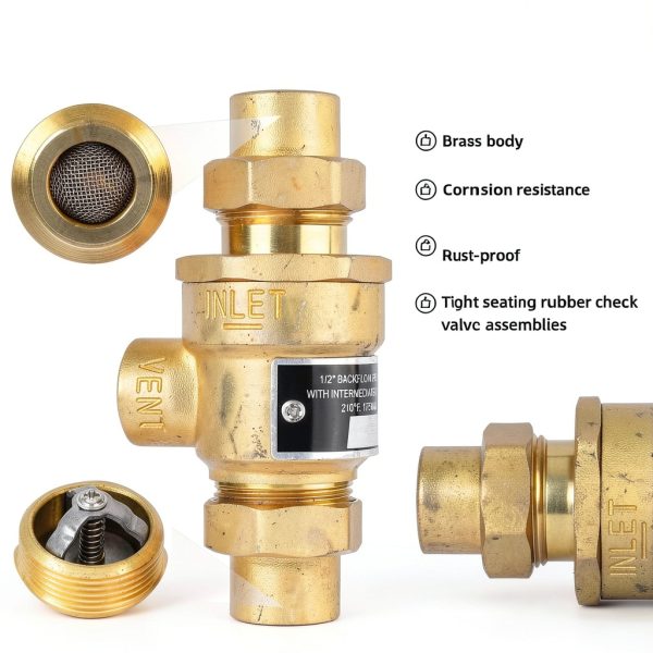 1/2" 9D-M3 Backflow Preventer Brass Dual Check Valve Pontuss 190T012-2